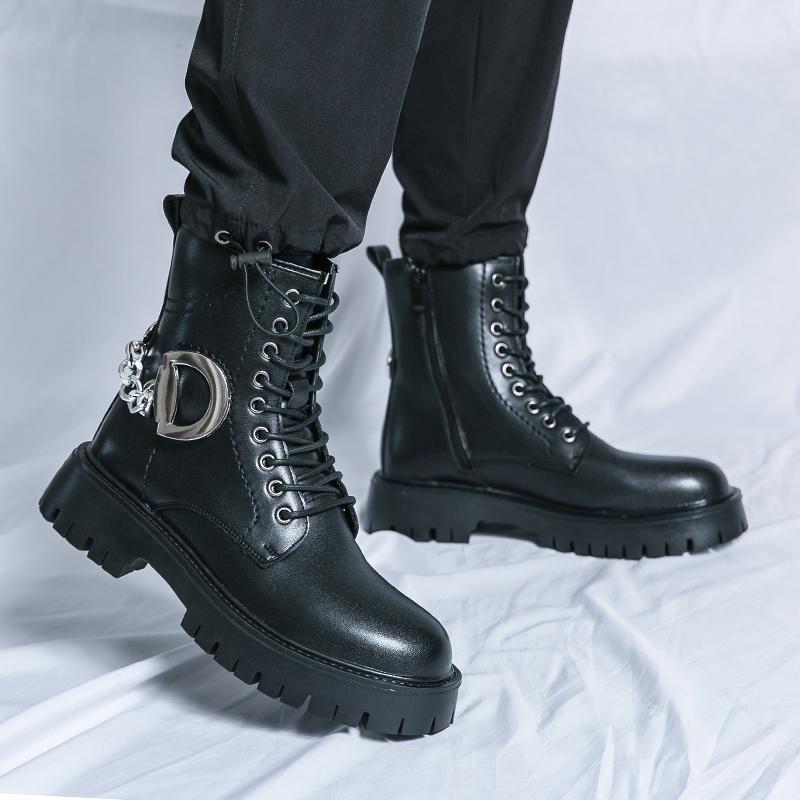 Мужские высокие ботинки на толстой подошве. Модный и индивидуальный новый стиль. Повседневная мода, вечеринка, уличный отдых, мотоцикл, обувь для взрослых.