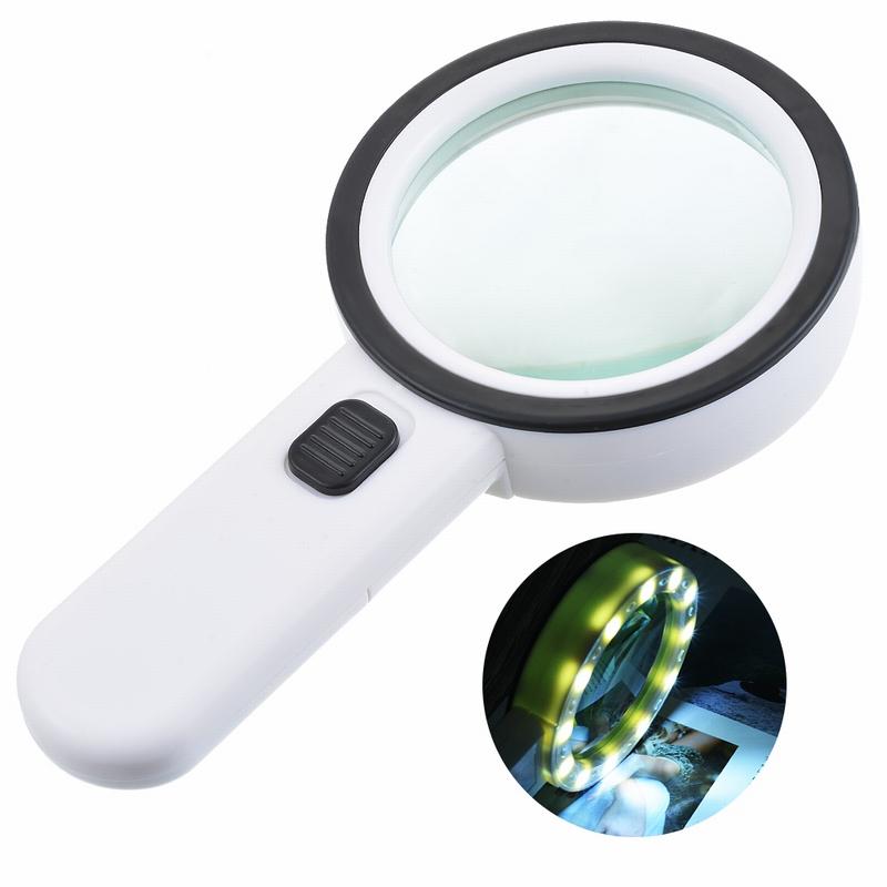 30X LED Magnifying Glass Handheld Lighted Magnifier Double Glass Lens Jewelry Magnifier