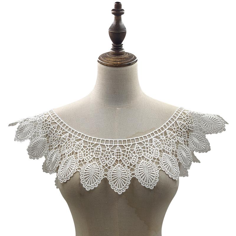 Water-Soluble Lace Chest Collar, Three-Dimensional Hollow Embroidered Corsage Diy Lace Accessories, Curved Semi-Circular Embroidered Fake Collar