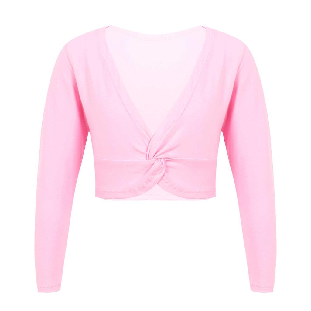 Девочки Длинный рукав V-образный вырез Узел спереди Однотонная Танцевальная куртка Длинный рукав Теплый Балетный костюм