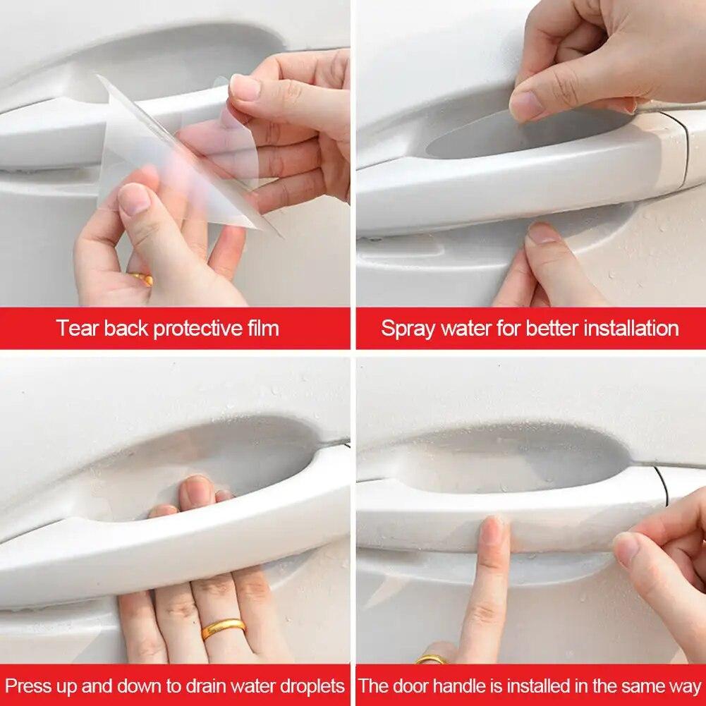 8 Pcs TPU Car Door Bowl Anti-scratch Sticker Clear Door Bowl Handle Protection Sticker Paint Surface Film Car Accessories