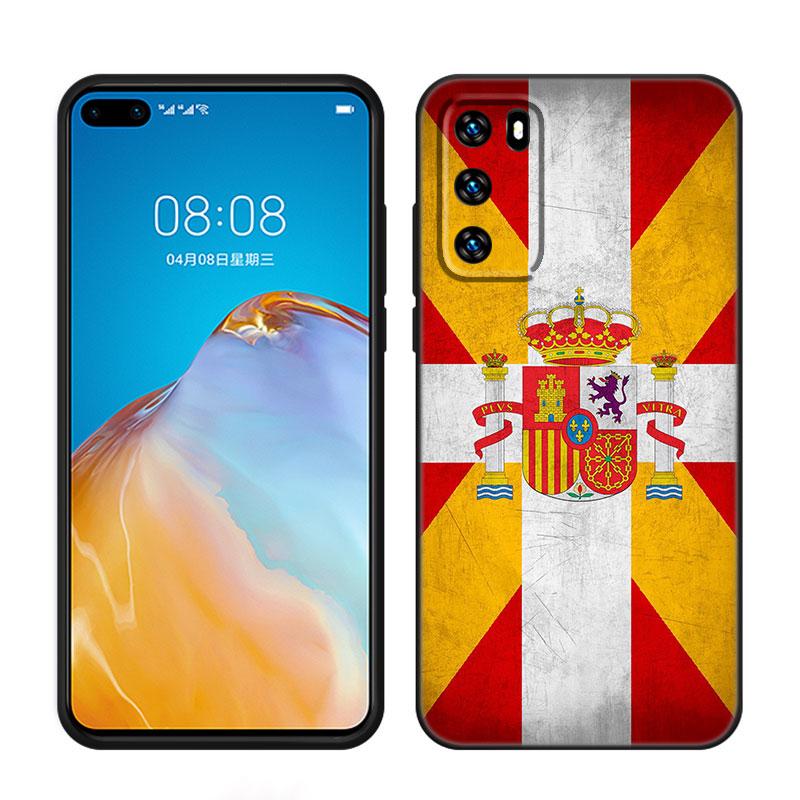 Испания Национальные Флаги Черный Чехол для Телефона Для Huawei P10 P20 P30 P40 Lite P50 P60 Art P50E P Smart Z 2018 2020 2021 Pro 2019