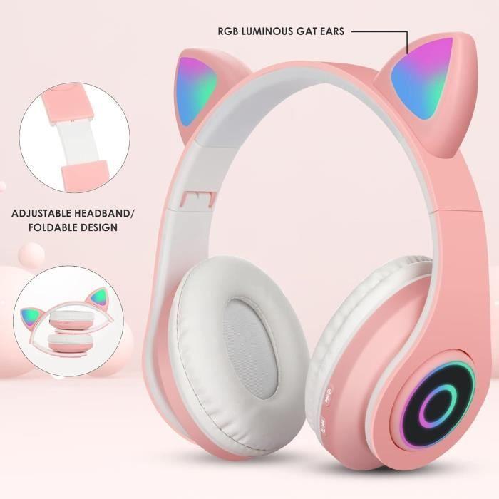 Casque Bluetooth - Sendowtek - B39 - Pliable - Micro intégré - Rose pour Enfants