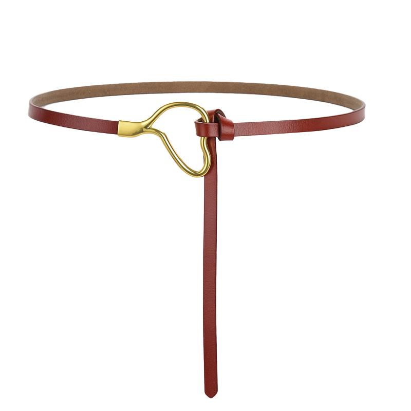 Женский кожаный ремень с узлом и украшением из классической рубашки, простой тонкий пояс из натуральной воловьей кожи, модный