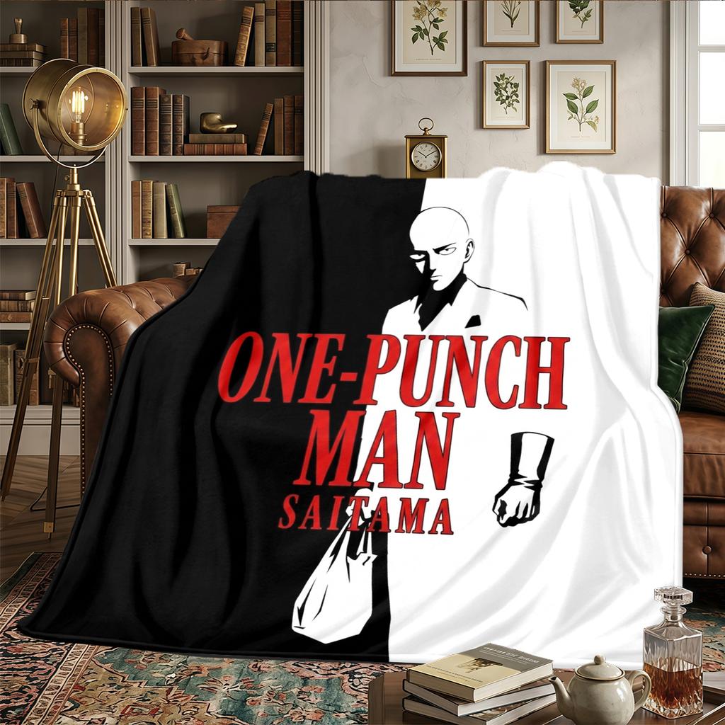 One-Punch Man Warm Comfortable Printed Flannel Blanket, For Bedrooms, Sofas, Beds, Chairs, Picnics, Travel -HE40