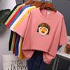Kwaii Face Printed T Shirt Colorful Women Oversized Cotton Summer Tees Soft Female Jumper Top