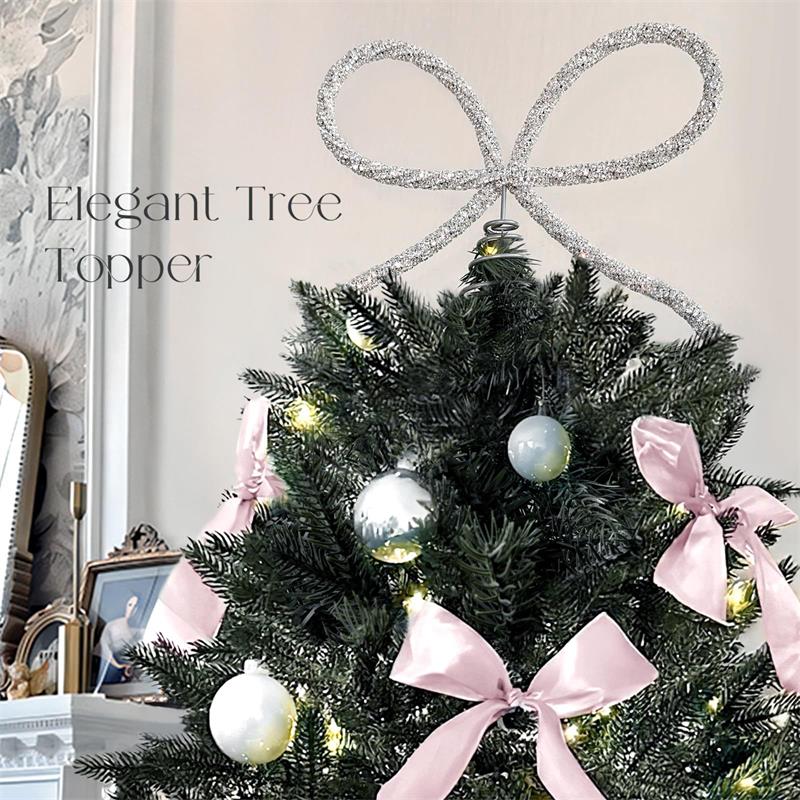 Бант для верхушки рождественской елки, Рождественский декор, Рождественская верхушка, Рождественский бант для елки, Украшения для рождественской елки, Праздничные товары для дома и вечеринок