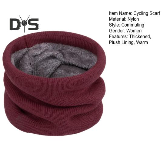 Winter Cycling Scarf Double-Layer Neck Warmer Knit Thickened Fleece Lined Elastic Soft Circle Scarf Neck Gaiter