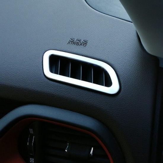 For Jeep Renegade 2015-2023 Silver Steel Dash L&R AC Air Outlet Vent Trim 2pcs