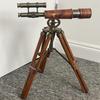 Leather Double Barrel  Brass Spyglass Maritime Nautical Tripod Telescope