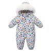 Winter Kid's Hooded Romper Lightweight Baby Girls Boys Snowsuit Ski Fur Lining Windproof Jumpsuit Children's Outwear