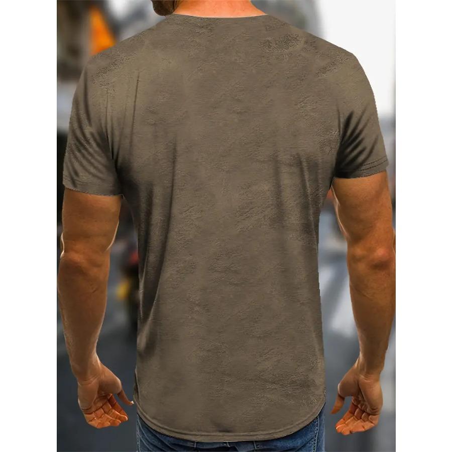 Летняя повседневная спортивная рубашка с коротким рукавом для мужчин - круглый вырез, слегка эластичная, полиэстер, принт, машинная стирка футболки