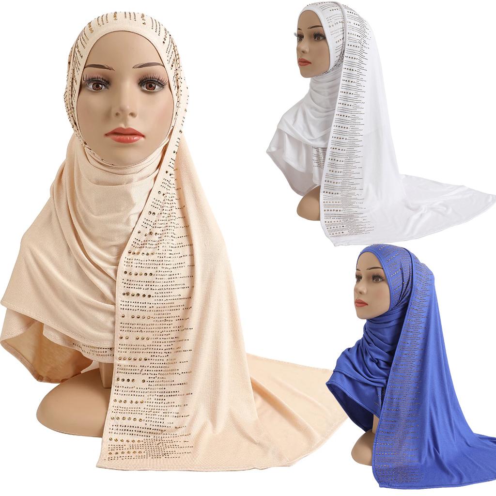 Jersey Scarf Stones Modal Headscarf Women's Hijab Islamic Female Shawl Lady Bonnet Headwrap