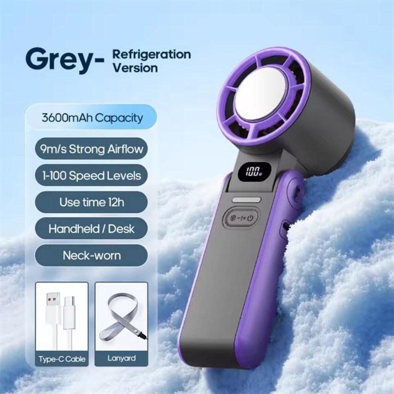 Мини ручной турбо-вентилятор с охлаждением Высокоскоростной холодный воздух 3600 мАч USB перезаряжаемый вентилятор с холодным компрессом Складной портативный настольный вентилятор