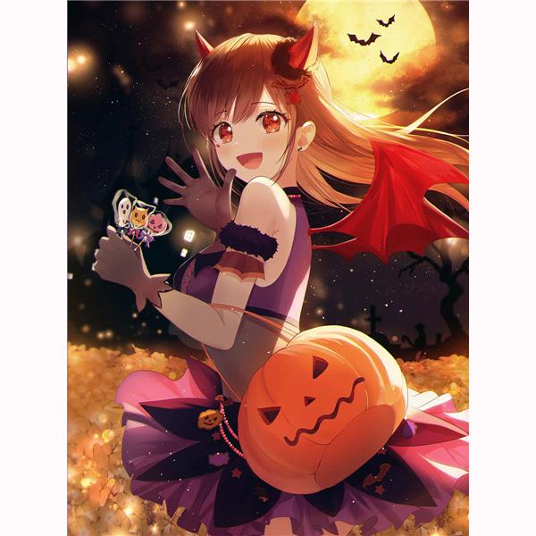5D Diamond Embroidery Anime Girl Diamond Painting Halloween Pumpkin Cross Stitch Kit Mosaic Picture Home Decoration Kids Gifts