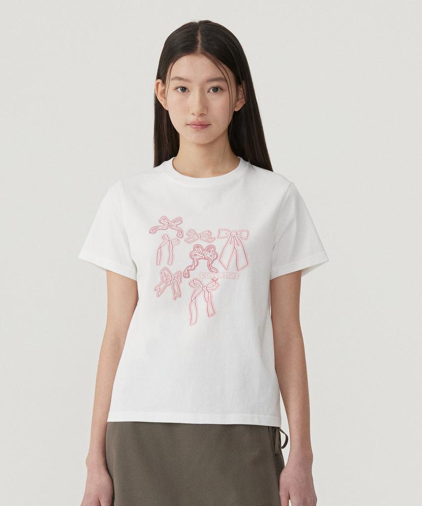 COVERNAT WOMAN Ribbon Graphic T-Shirt White