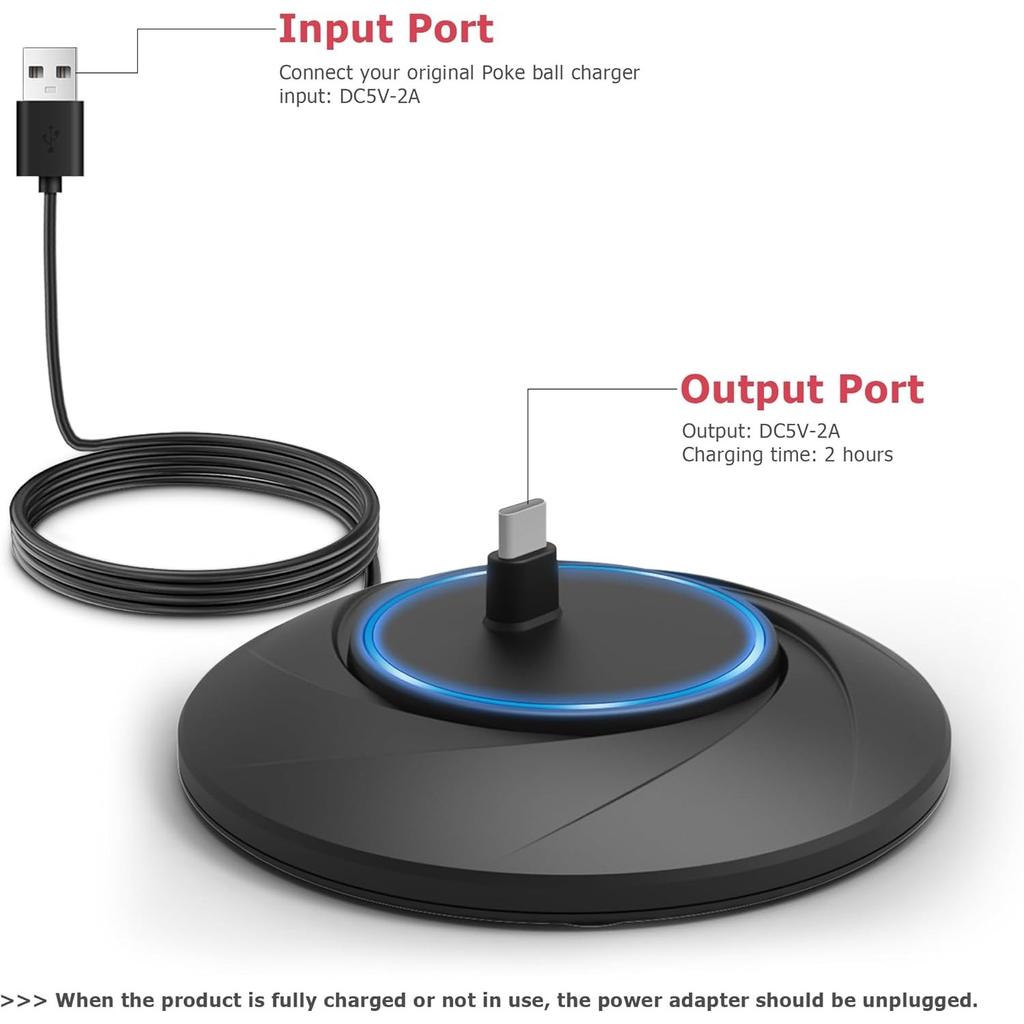 Charging Stand for New GO Plus + Pokémon Ball Accessories, Portable USB Dock Compatible with Poke-Ball & Go Plus+