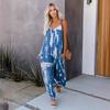 Женский летний комбинезон с широкими штанинами и принтом, длинный, сексуальный