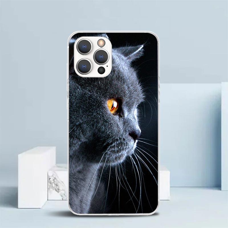Чехол для телефона с изображением британской короткошерстной кошки для iPhone 16 17 Air 16E 15 14 Plus 13 Mini 12 11 Pro Max 7 8 + SE 2020 Мягкая задняя крышка из ТПУ 16