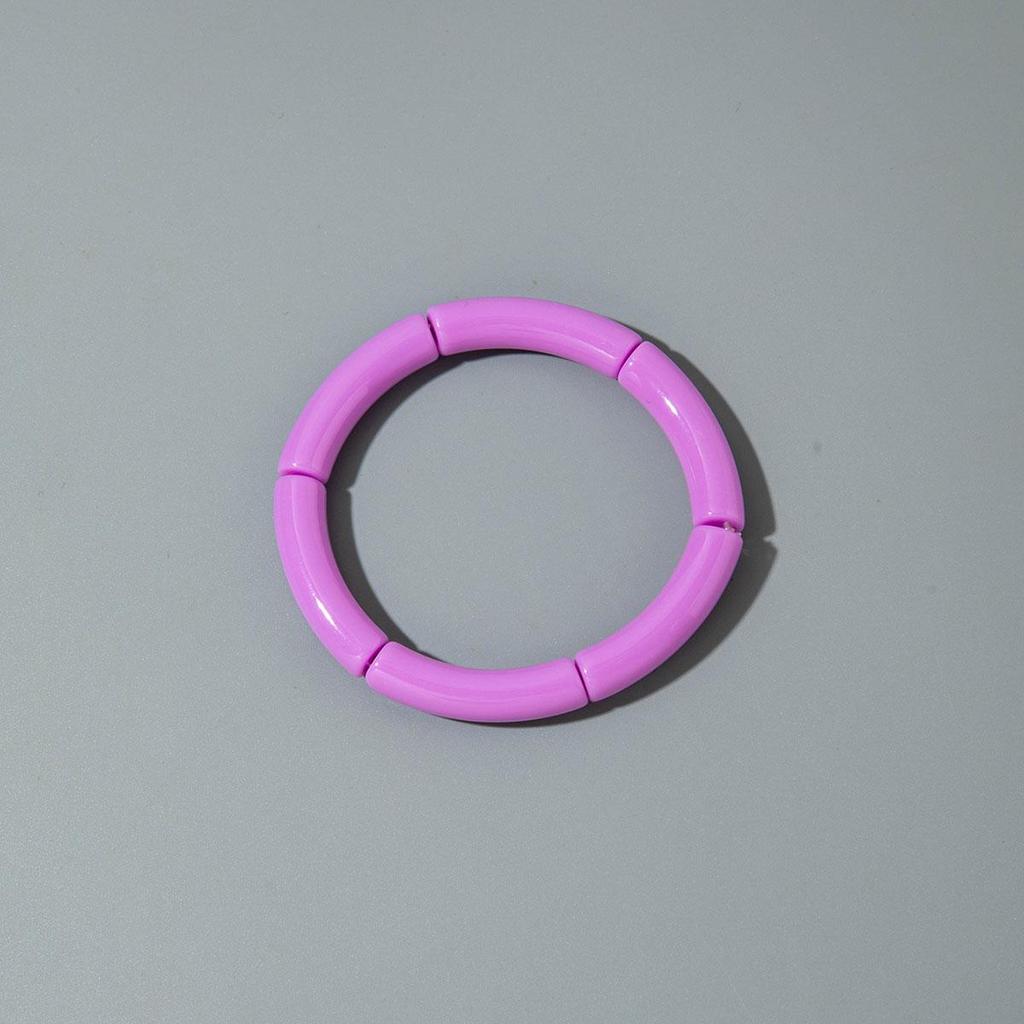 Cross Border Fashion and Cute Dopamine Style Round Tube Acrylic Bracelet for Women Jewelry Seaside Tourism Macaron Color Bracelet Matching