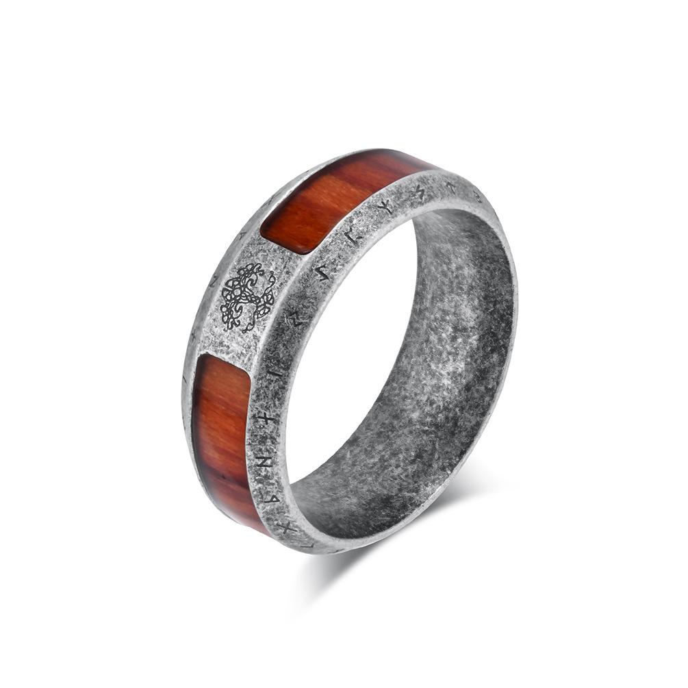 8 мм Викинговое кольцо с текстом для мужчин Нержавеющая сталь Древо Жизни Винтажная бижутерия Нордический стиль