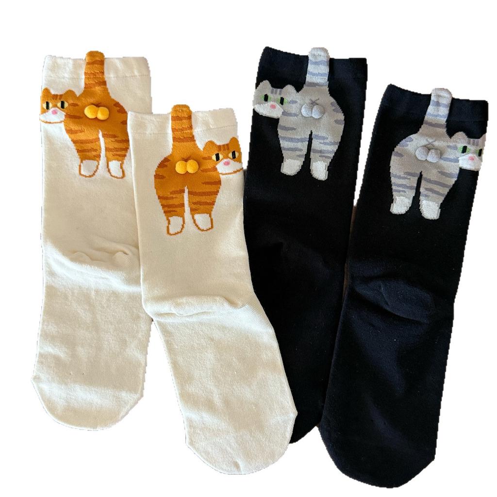JOYBLISS 3D Милые Носки с Котиками Черные/Белые Забавные Хлопковые Носки с Котиками Дышащие Мягкие Женские Носки Новинка Каваи Подарочный Набор Носков