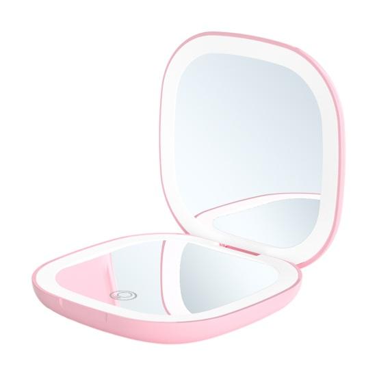 Дорожное зеркало для макияжа, 3 цвета, светодиодное, двустороннее, 5X/10X, увеличительное, с регулируемой яркостью, сенсорное, портативное, портативное, для женщин и девочек, складное косметическое зеркало