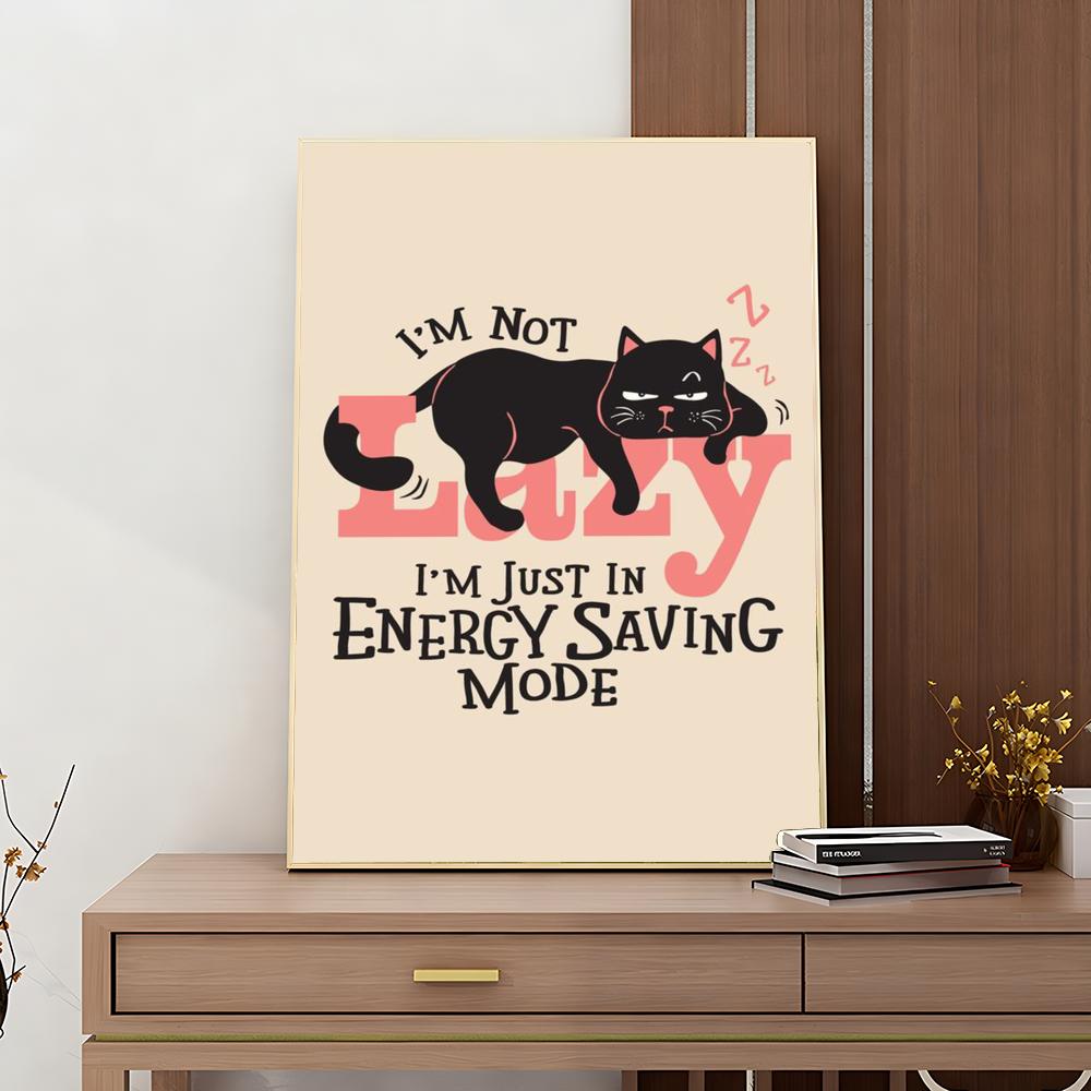 1PC Black Funny Cats Rule The World Print Poster Paper Waterproof HD Sticker Bedroom Entrance Home Living Room Bar Wall Decor
