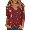 Женский повседневный модный сексуальный удобный топ с V-образным вырезом и рукавом три четверти на Рождество