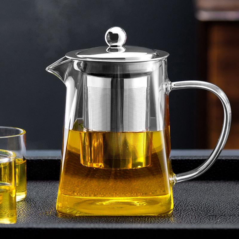 Чайник Kungfu Tea Pu 'er Чайный сервиз Чайная церемония Удобный офисный квадратный стеклянный цветочный чайник