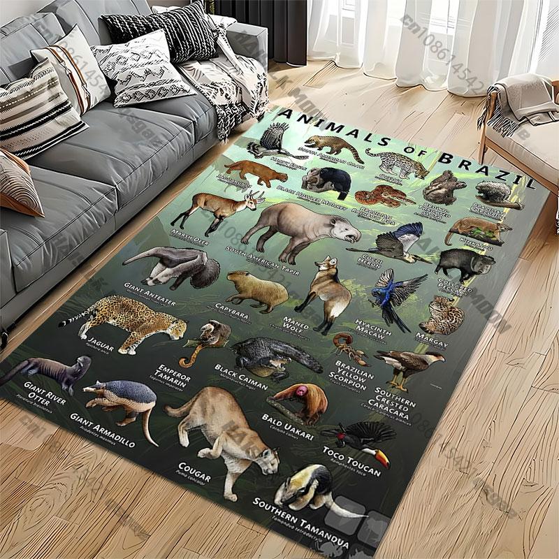 Diverse wildlife of Brazil carpet Yoga living room room decor children's crawling mat doormat area rug games mat