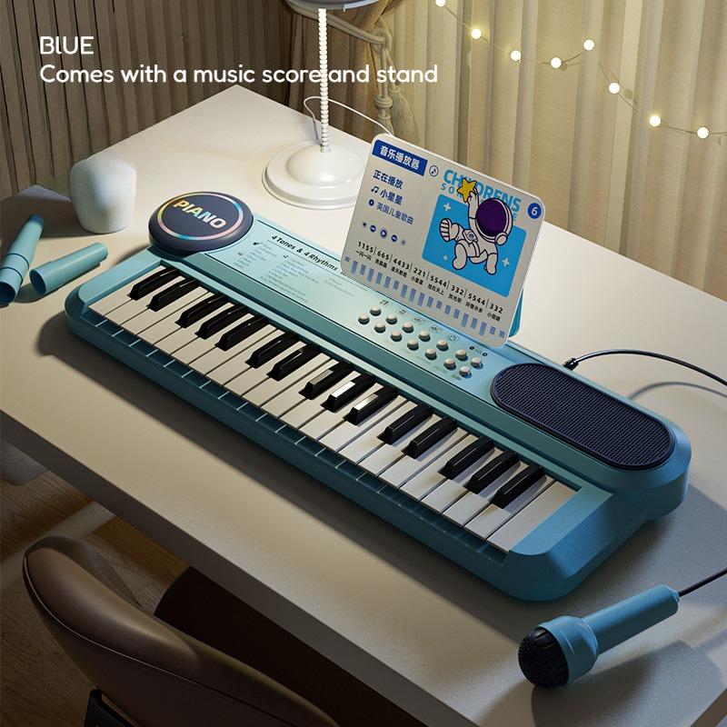 37-Key Kids Piano Keyboard Musical Toy with Microphone Music Score for Early Learning Interactive Play Best Gift for Ages 3-6