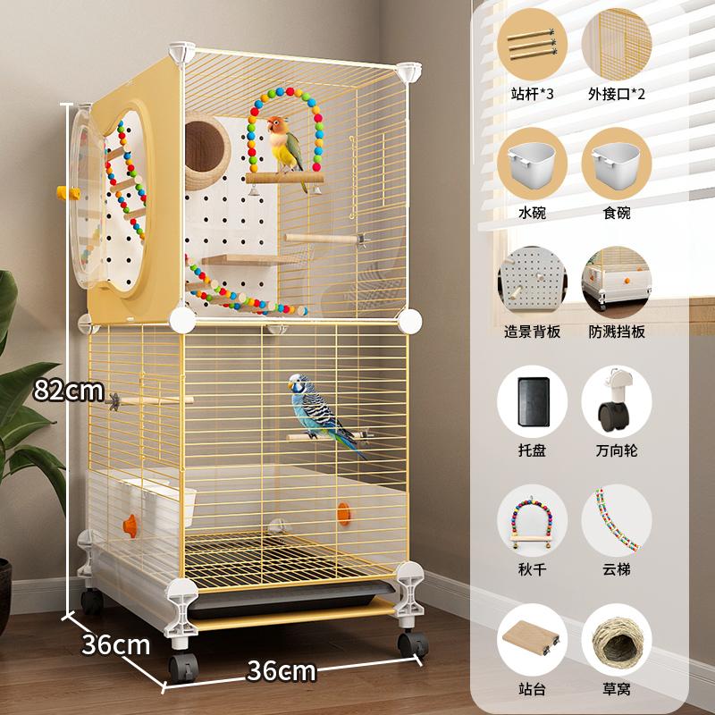 Large Bird Cage for Parrots Anti-Scatter Design for Cockatiels & Budgies, Luxury Aviary for Lovebirds Premium Pet Flying House