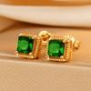 Изысканные мини-серьги-гвоздики из циркония в квадратном стиле, универсальные серьги в стиле ретро с изумрудом и цирконием, легкие роскошные белые серьги