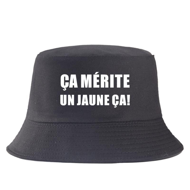 Funny French Slogan A MRITE UN JAUNE A Bucket Hat Reversible TwoSide Wear FisherUnisex Cap Summer Sun Hat Travel Panama Hats