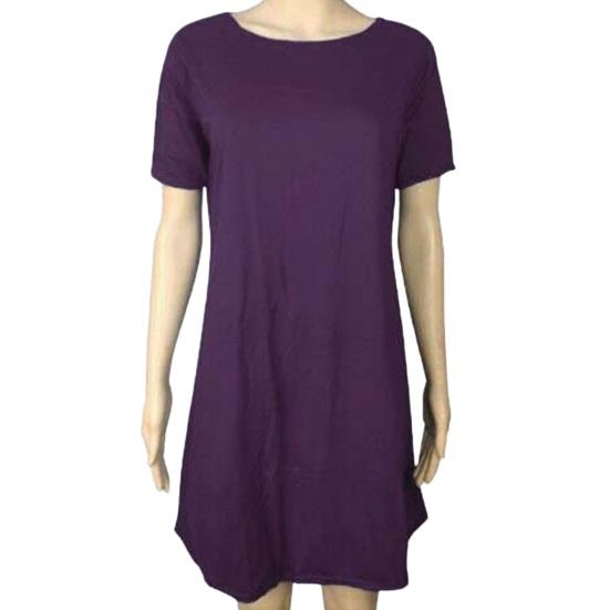 Summer Mini Dress Short Sleeves A-line Round Neck Solid Color Above Knee Length Simple Style Short Dress Dating Beach Party Dress