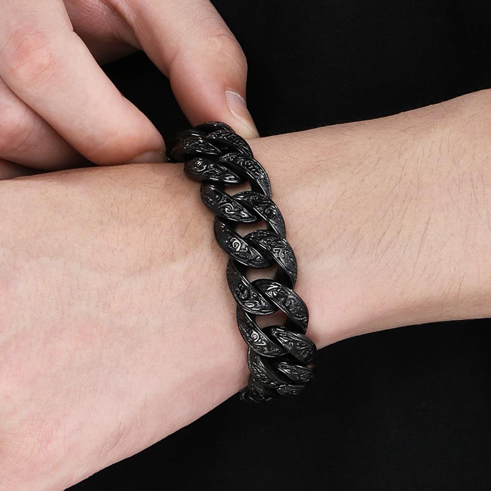 Retro Man Bracelet for Men Solid 316L Stainless Steel 18MM Curb Cuban Link Chain Men's Bracelets Hand Wrist Jewerly Accessories