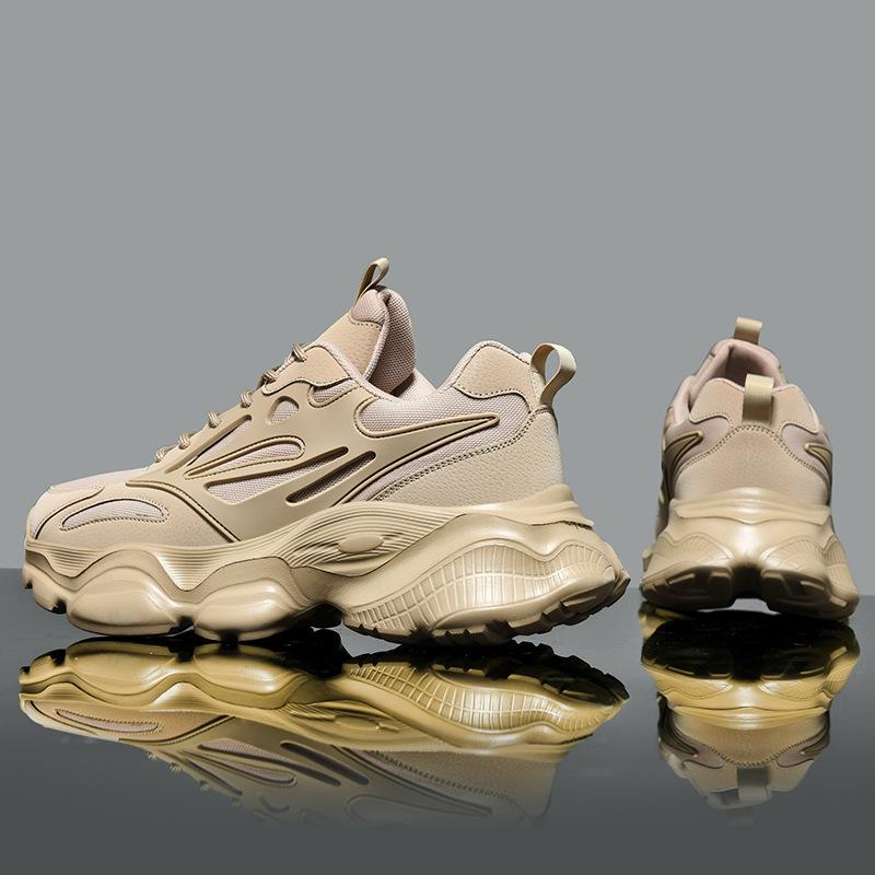 Men's Non-slip and Wear-resistant Sports Shoes Autumn Thick-soled Heightening Men's Shoes Versatile Casual Shoes Black Travel Shoes Dad Shoes