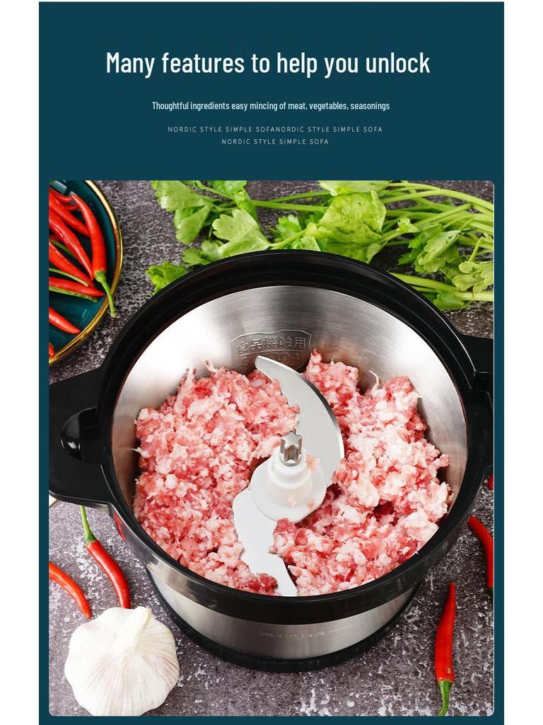 Электрическая мясорубка и кухонный комбайн из нержавеющей стали - Большая емкость для измельчения, фарширования, чесночной пасты и многого другого