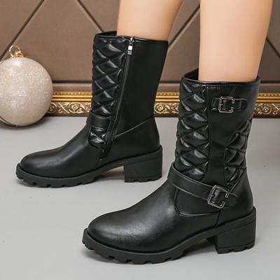 Зимние Водонепроницаемые Женские Ботинки Большого Размера Утепленные Плюшевой Подкладкой Кожаные Зимние Ботинки Теплые Толстая Подошва Боковые Молнии Хлопковые Ботильоны