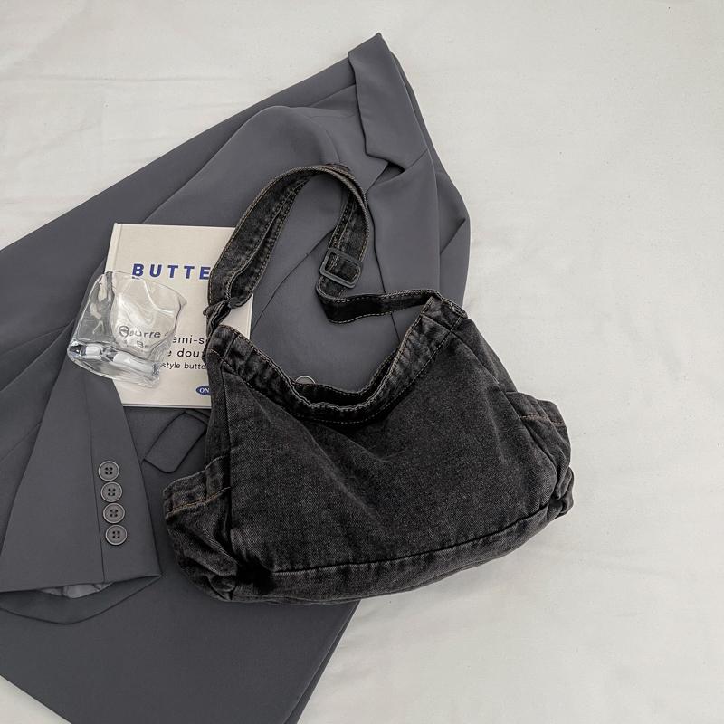 Женская сумка-тоут большой вместимости для поездок на работу из денима, сумка через плечо