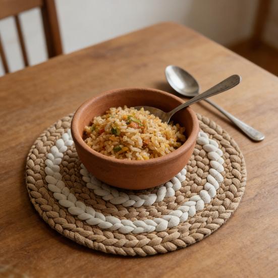 Подставка под тарелку Утолщенный Круглый Дизайн Богемный Стиль Подставка под тарелку Теплоизоляция Маслостойкий Коврик для стола Усиленный Шов Подставка под тарелку Обеденный Декор
