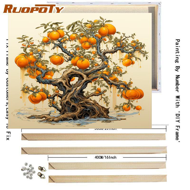 RUOPOTY Рамка для картины маслом по номерам Пейзаж DIY Краска по номерам Пейзаж Картина на холсте Ручная краска Картина по номерам Подарок 40x50 см