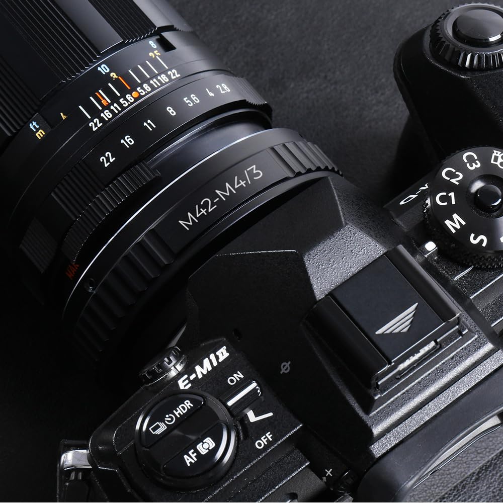 CONCEPT Mount Adapter Converts M42 mount lenses to Micro Four Thirds mounts for Micro enabling infinity K&F M42-M4/3 4/3 cameras, focus.