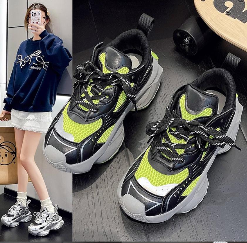 Fashion Womens Sneakers Shoes Tennis Female Platform 5CM Fashion Trainers 2024 Korean Designer Thick Sole Fabric Lace-Up Sneakers