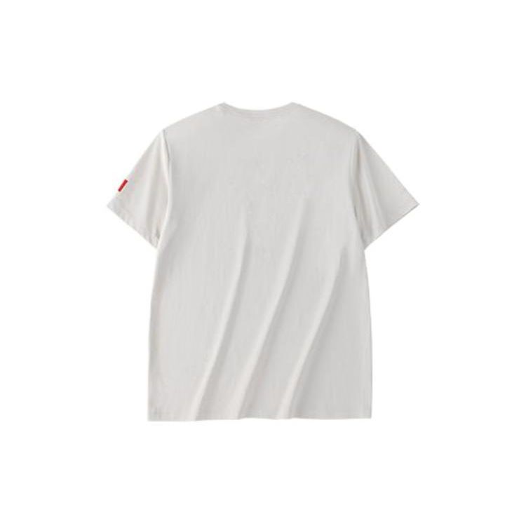 Anta УФ-стойкая трикотажная спортивная футболка с буквенным принтом и короткими рукавами, мужские топы светло-золотисто-коричневого цвета 152320148-2