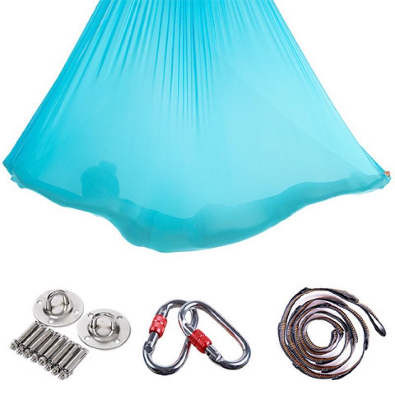 Aerial Yoga Hammock With Extension Straps Home Inversion Stretching Nylon Mesh Wide Elastic Unisex Fitness Accessory