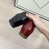Маленькое увеличение внутренней высоты балетки одинарные женские летние новые туфли Мэри Джейн на высоком каблуке красные маленькие кожаные туфли
