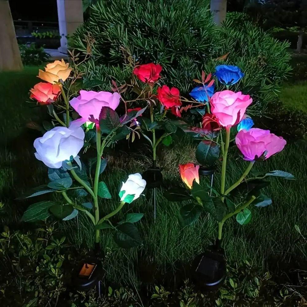 Plug-in Rose LED Solar Light Simulation Flower Solar Flower Lamp Courtyard