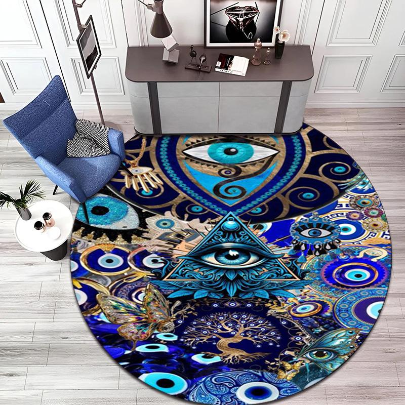 Mystic Eye Mandala Art Round Rug Home Soft Decorative Anti Slip Yoga Table And Chair Mat Carpet Outdoor Floor Mat Carpet S3